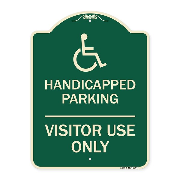 Reserved Parking Handicapped Parking Visitor Use Heavy-Gauge Aluminum Sign, 24" x 18", G-1824-23047